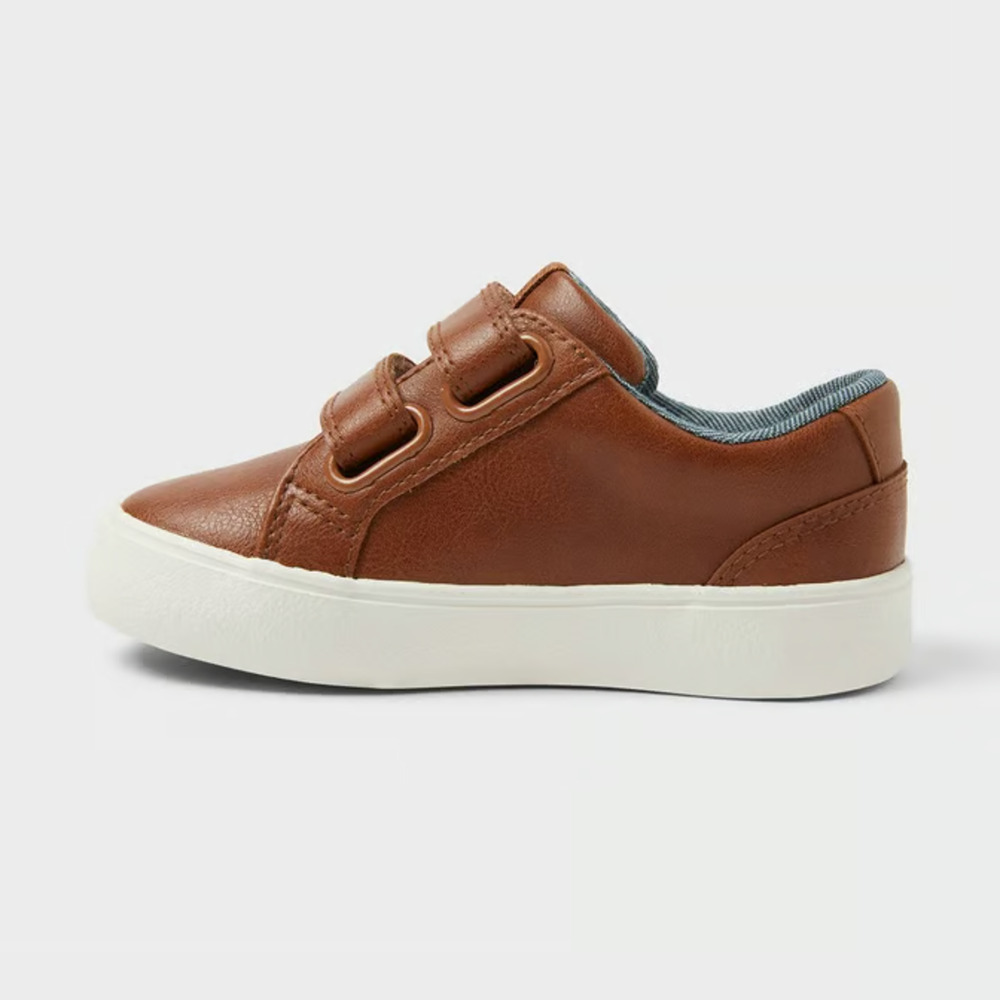 Cat & Jack Toddler Calvin Sneakers Cognac 12 Hook & Loop Closure Flocked Outsole - Picture 2 of 5